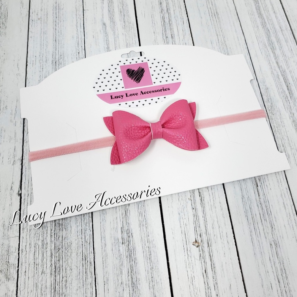 3.00” x 1.75” Pink Bow Headband or On Hair Clip